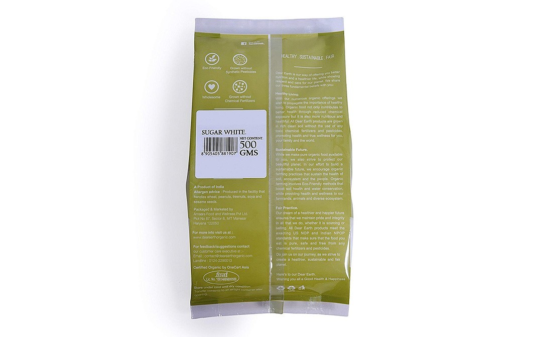 Dear Earth Certified Organic Sugar White   Pack  500 grams